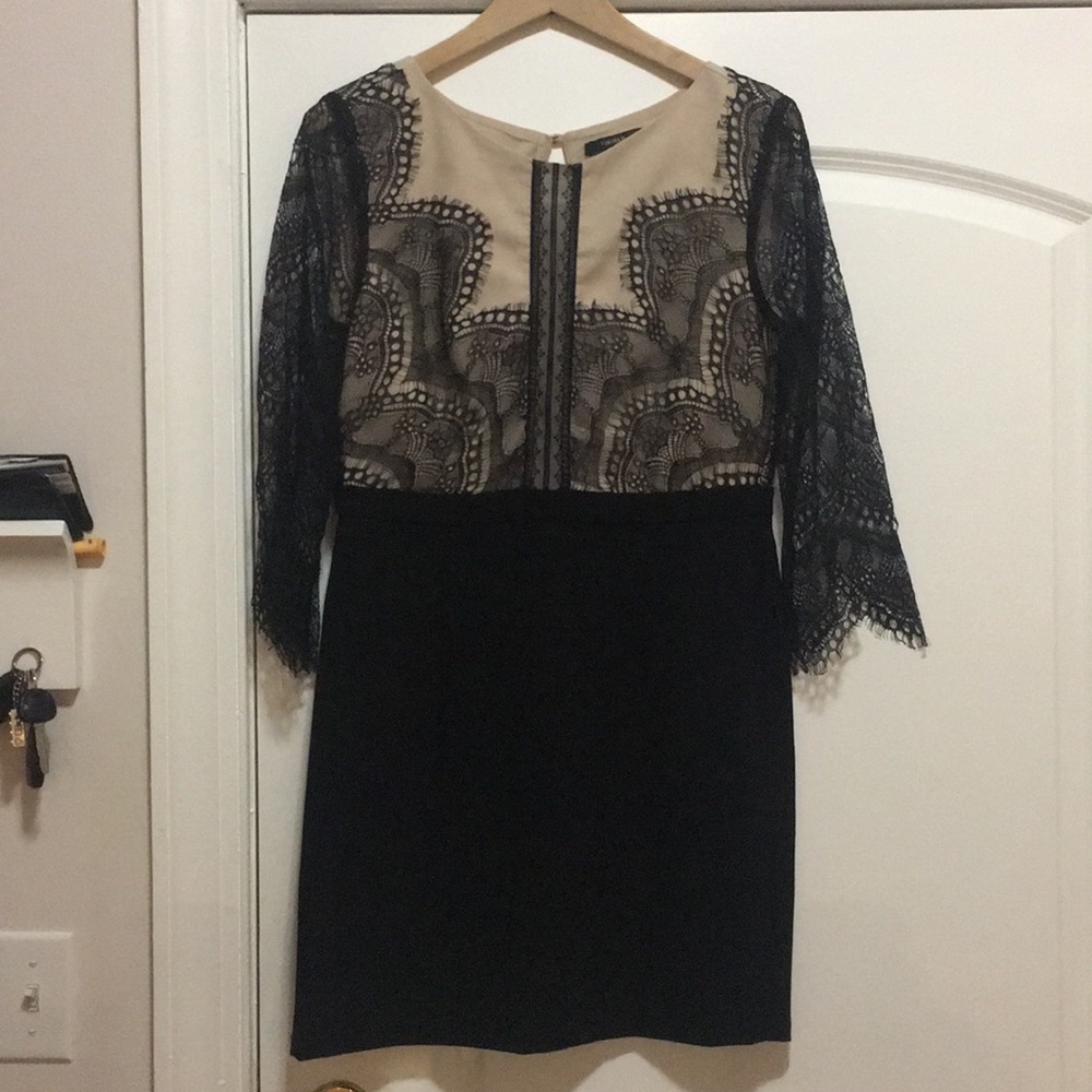 Forever21 beige dress with black lace size L